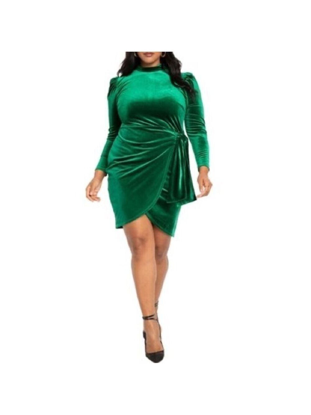 ELOQUIi Plus Sz Velvet Wrap Mini Dress Sz 18